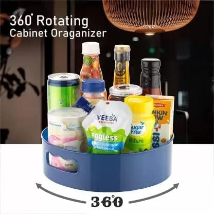 Multicolor 360° rotating organizer tray for kitchen utensils and cosmetics, featuring multi-function rotating storage solution.