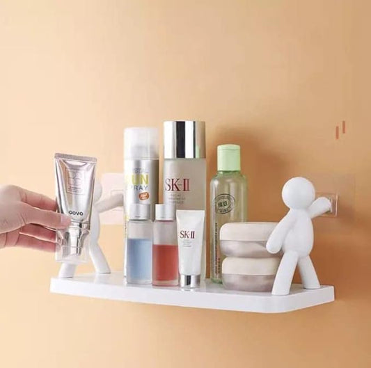 Multicolor doll-shaped multipurpose stand holder for bathroom, kitchen, or bedroom wall storage with strong magic sticker.
