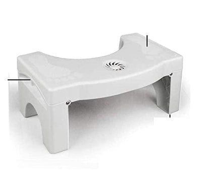 White plastic squat toilet foot step stool with anti-slip surface, designed for kids and adults, for ergonomic support and potty training.