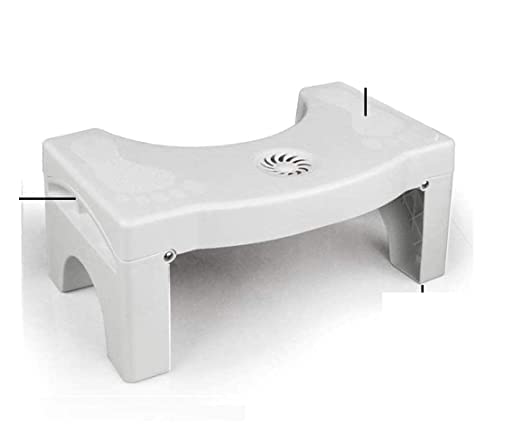 White plastic squat toilet foot step stool with anti-slip surface, designed for kids and adults, for ergonomic support and potty training.