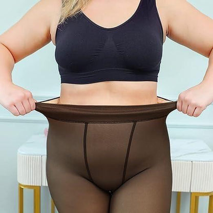 Women's thermal thick pantyhose leggings, 4514 brand, showing close-up of soft, warm fabric and fitted style for cold weather wear