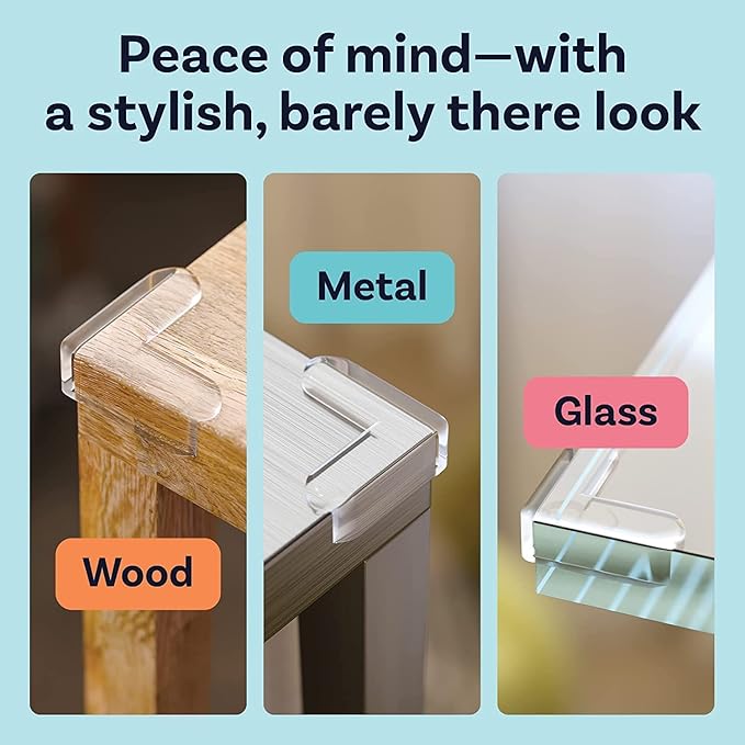 White furniture table corner guards finger protectors, pack of 10, designed to prevent injuries on sharp edges.