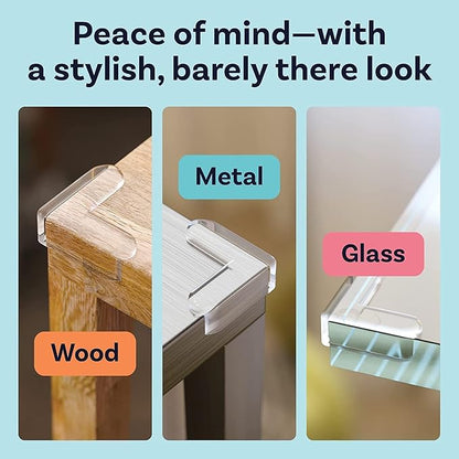 White furniture table corner guards finger protectors, pack of 10, designed to prevent injuries on sharp edges.