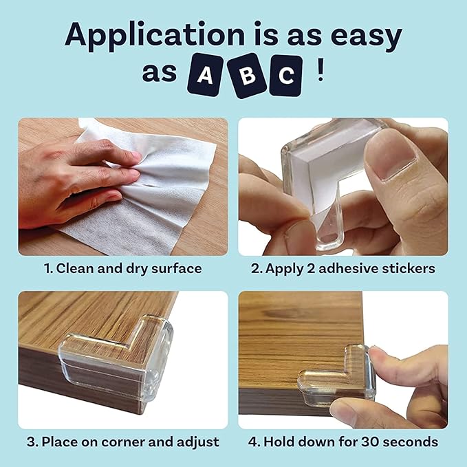 White furniture table corner guards for kids, finger protector guards, pack of 10, designed to prevent injuries.