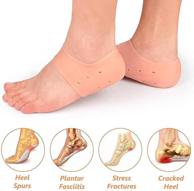 Multicolor callus stone pedicure tool with silicone heel pad for dead skin removal, cracked heel relief, and ankle support.