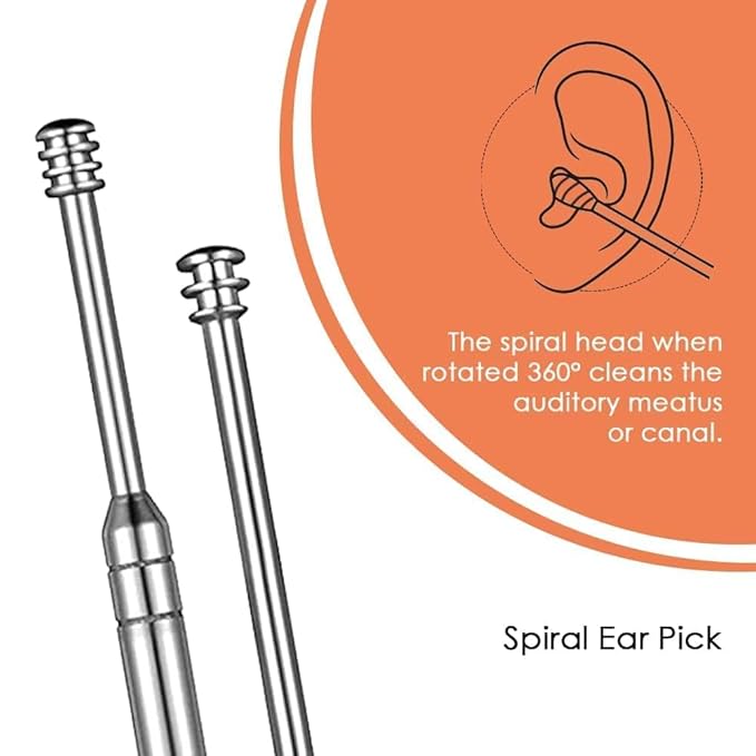 Silver reusable ear wax cleaning kit with ear remover tools and storage box, designed for safe ear hygiene.