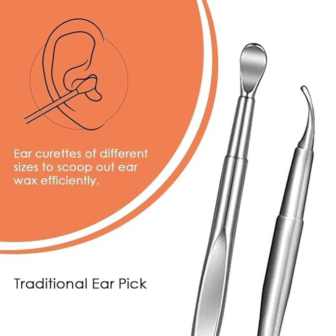 Silver reusable ear wax cleaning kit with ear remover tools and storage box, designed for safe and effective ear hygiene.