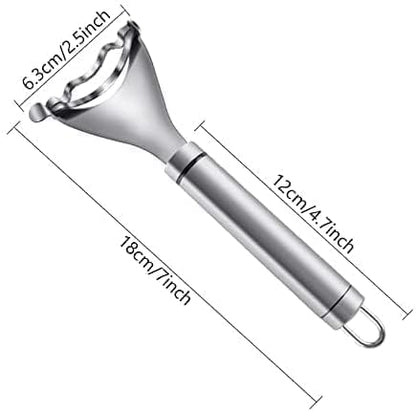 Stainless steel corn peeler with ergonomic handle and ultra-sharp blades for easy kernel removal, silver color.