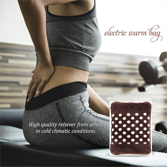 Velvet hot water bag for pain relief and massage, shown as a cozy baby's sleeping bag in soft fabric with a secure closure.