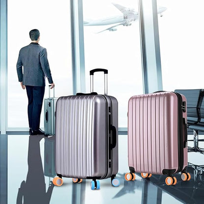 Set of 8 silicone luggage wheel protectors for trolley bags, designed to shield and enhance travel durability.