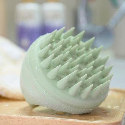Eco-friendly wheat straw scalp massager shampoo brush with soft silicone bristles for gentle scalp cleansing and massage.