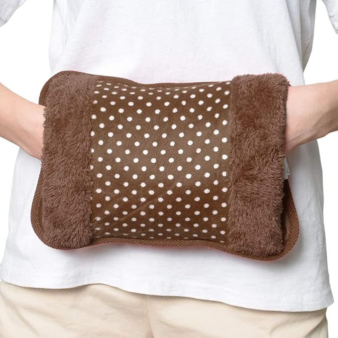 Velvet hot water bag for pain relief and massage, shown inside a cozy baby sleeping bag for warmth and comfort.