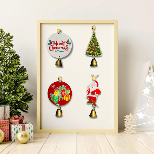 Set of four Christmas wall decor hangings featuring festive designs from 17831, perfect for holiday home decoration.