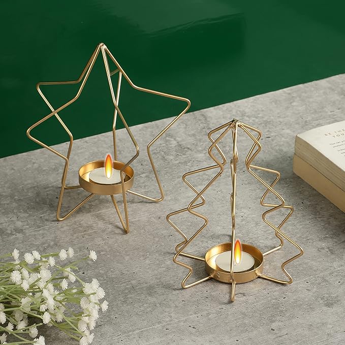 Set of 2 tealight candle holders from 17831, designed for dining table centerpieces, wall decor, and hangings with a stylish coffee finish.