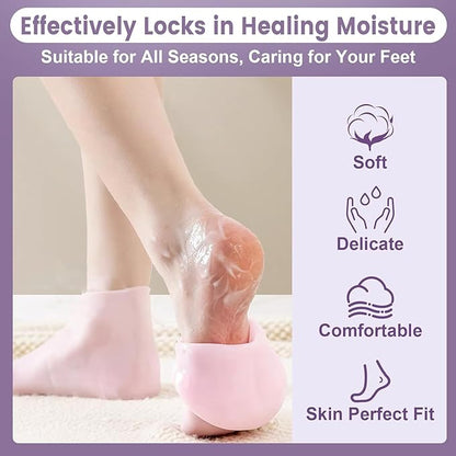 Multicoloured natural oil spa gel socks for moisturizing feet, pack of 2, featuring soft gel lining and vibrant design.