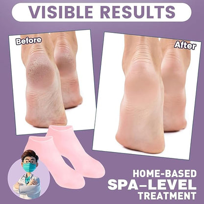 Multicoloured natural oil spa gel socks for moisturizing, softening skin, pack of 2, by 18277.