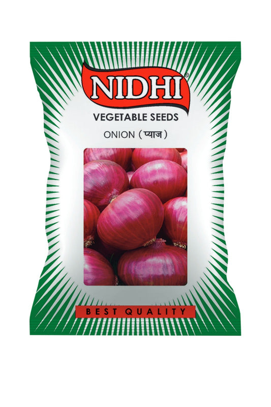 Vegetable onion seeds from brand 18605, tested and packed for home, terrace, and kitchen gardening, shown in the image.