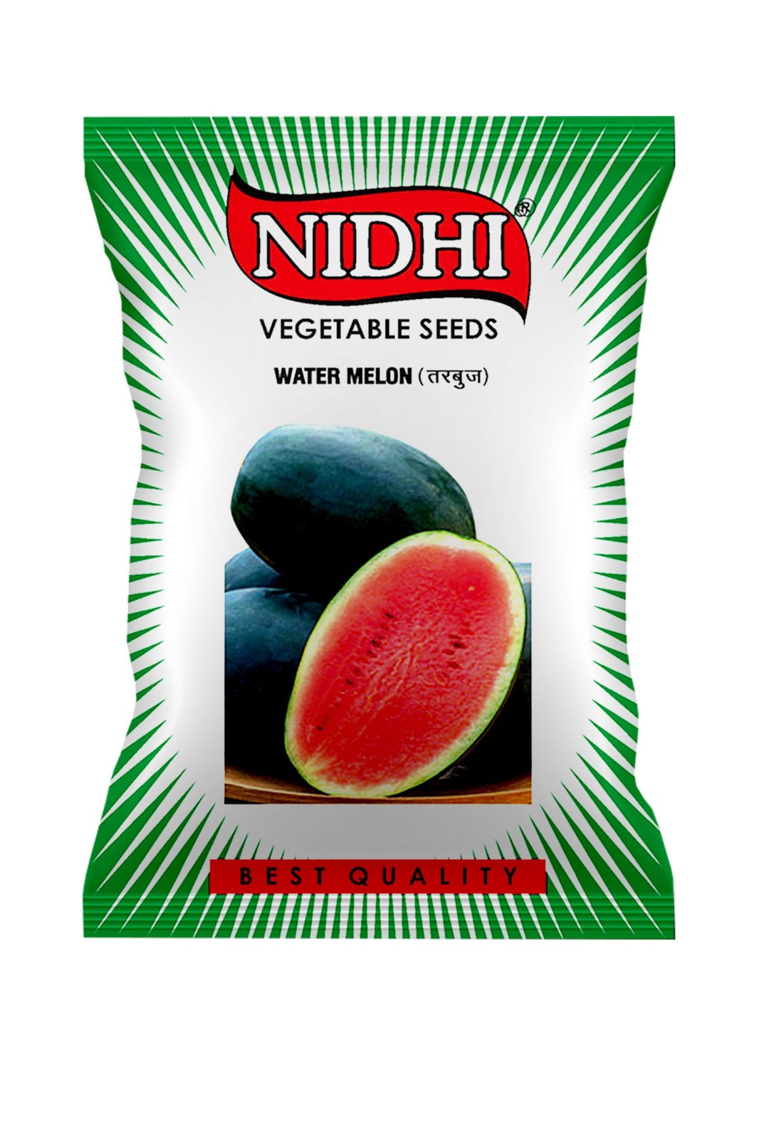 Watermelon vegetable seeds from brand 18605, ideal for home, terrace, and kitchen gardening, shown in a packaged seed packet.
