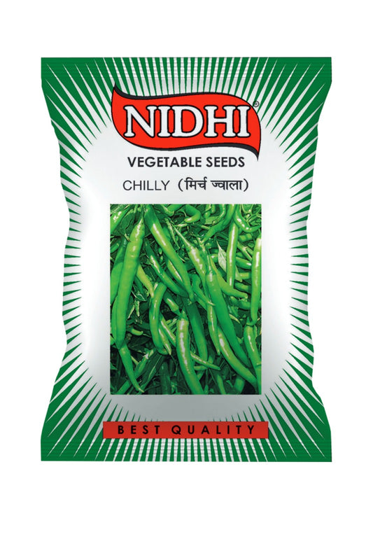 Vegetable Chilly seeds from 18605 brand, shown in small packets for home and terrace kitchen gardening.
