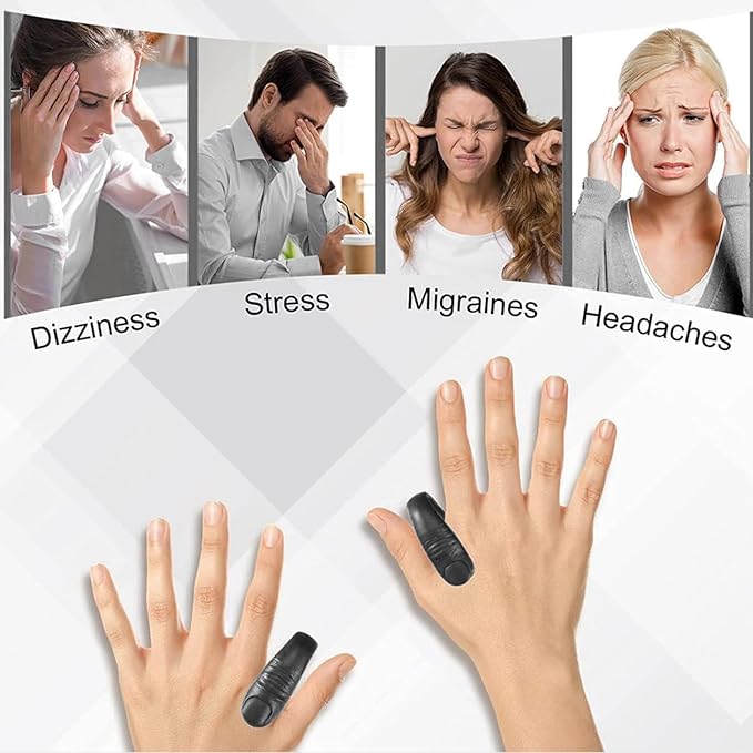 Pack of 2 cloth acupressure clips for diabetics, targeting LI4 point for headache, migraine, and tension relief.