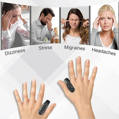 Pack of 2 cloth acupressure clips for diabetics, targeting LI4 point for headache, migraine, and tension relief.