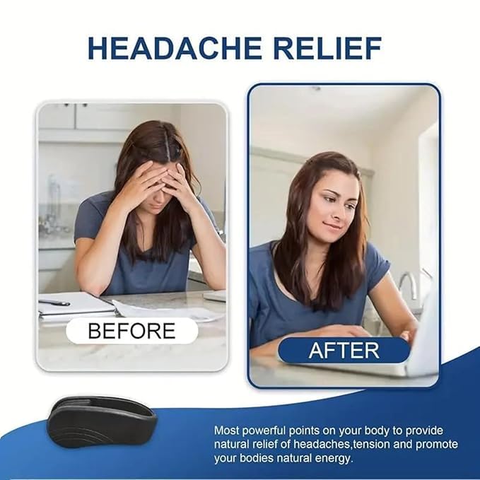 Two cloth acupressure clips for diabetics, targeting LI4 point for headache, migraine, and tension relief.