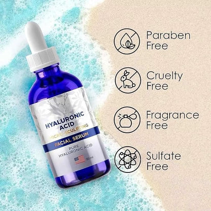 Hyaluronic Acid anti-aging serum for face in a 30ml bottle, featuring clear liquid and dropper applicator from 14235 brand.