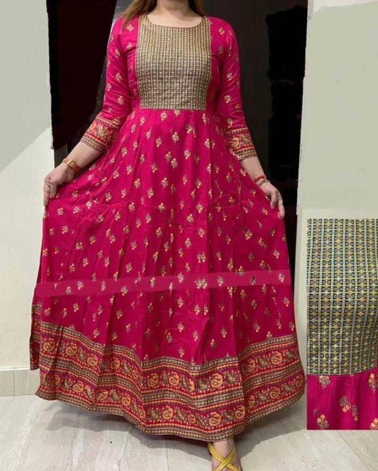 Light pink rayon printed kurti for women with floral design, size small, from 13975 brand.