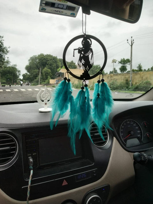Multicolor fabric car hanging wall decor from 18052, handmade outdoor decorative showpiece for garden, home, or car interior.