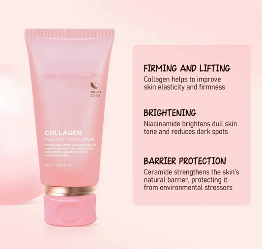 18051 Korean Collagen Night Wrapping Peel-off Mask in a jar, showing the smooth, hydrating face mask with collagen ingredients.