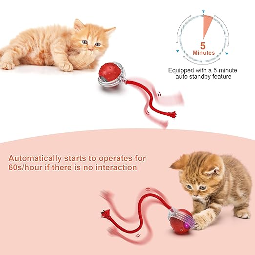 Multicolor electric automatic cat ball toy for home cats, designed to entertain and engage feline pets.
