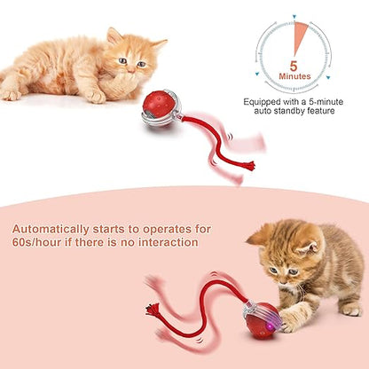 Multicolor electric automatic cat ball toy for home cats, designed to entertain and engage feline pets.