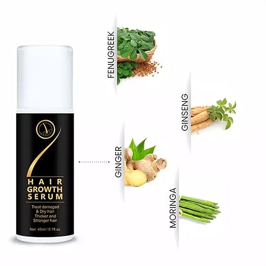 Hair growth serum spray by 18277 for damaged, dry hair, promoting thicker, stronger, and healthier hair appearance.