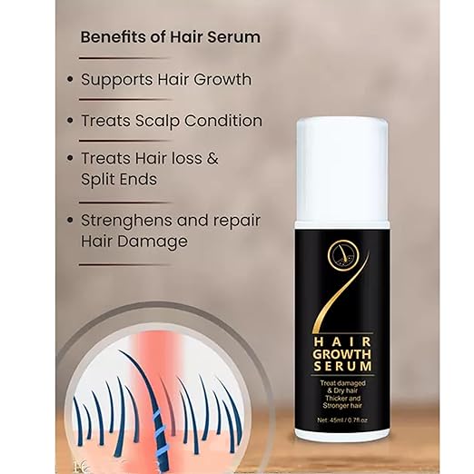 Hair growth serum spray by 18277 for damaged, dry hair, promoting thicker, stronger hair with natural shine.