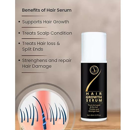Hair growth serum spray by 18277 for damaged, dry hair, promoting thicker, stronger hair with natural shine.