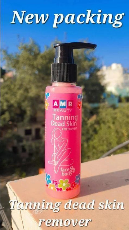18074 Tanning Dead Skin Remover cream for stretch marks and scars, showing the tube with product applied on skin.