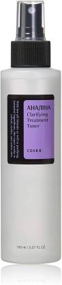 18074 Aha/Bha Clarifying Treatment Toner for stretch marks and scars, 150 ml bottle with clear liquid inside.