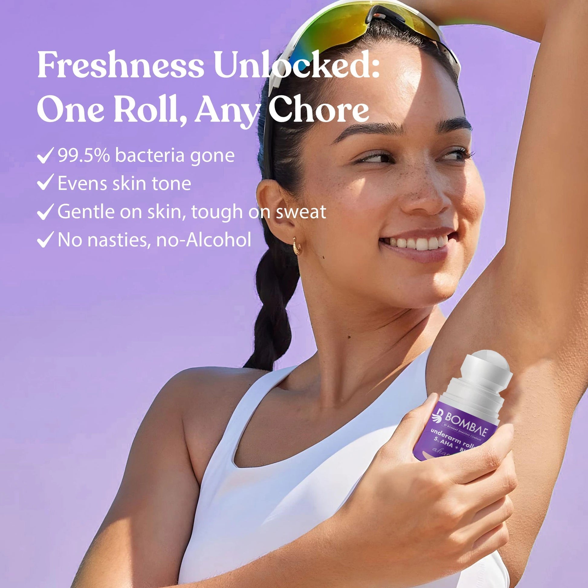 Two 40 ml bottles of 18074 underarm roll-on cream for stretch marks and scars, with applicator roller balls visible.