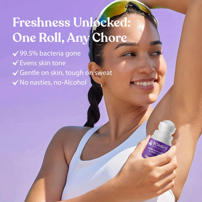 Two 40 ml bottles of 18074 underarm roll-on cream for stretch marks and scars, with applicator roller balls visible.