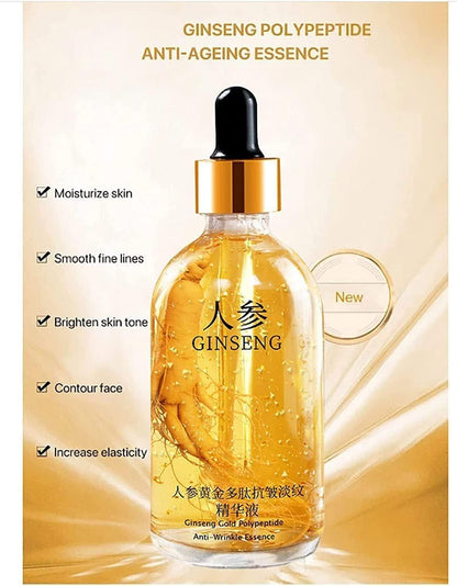 Ginseng Gold Polypeptide Anti-Ageing Serum in 30ml bottle, part of 18074 massage oils collection, shown in a sleek container.