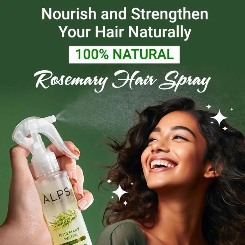 Bottle of 18074 rosemary water hair spray for regrowth, featuring natural herbal ingredients in a clear spray bottle.
