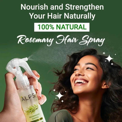 Bottle of 18074 rosemary water hair spray for regrowth, featuring natural herbal ingredients in a clear spray bottle.