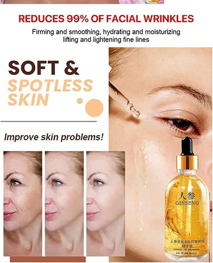 Ginseng Gold Polypeptide Anti-Ageing Serum in a 30 ml bottle, designed for anti-aging skincare and massage application.