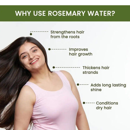 Bottle of 18074 Rosemary Water hair spray for regrowth, natural massage oil for healthier hair and scalp care.