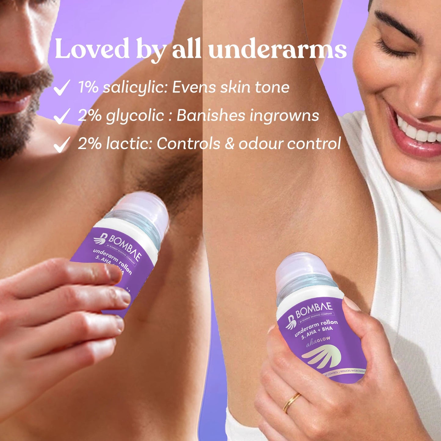Two 40ml bottles of 18074 underarm roll-on stretch marks and scar cream with applicator for smooth skin treatment.