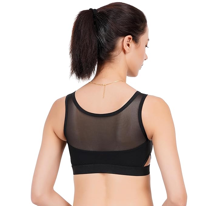 Women’s sports bra with back smoothing design, black Push-Up Back Smoothing Bra by 9326, featuring supportive straps and seamless fit.