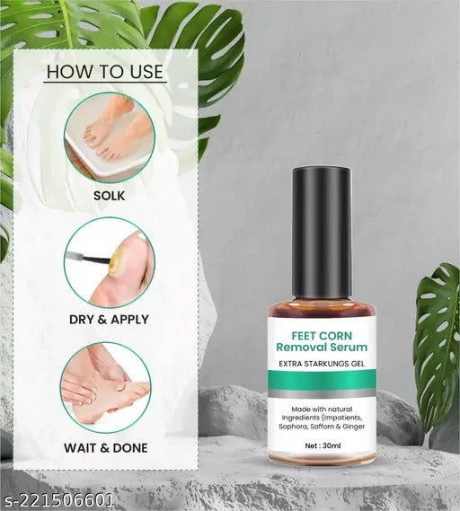 Feet Corn Removal Serum 30ml from 5912, a skincare oil for softening and removing corns on feet, shown in a clear bottle.