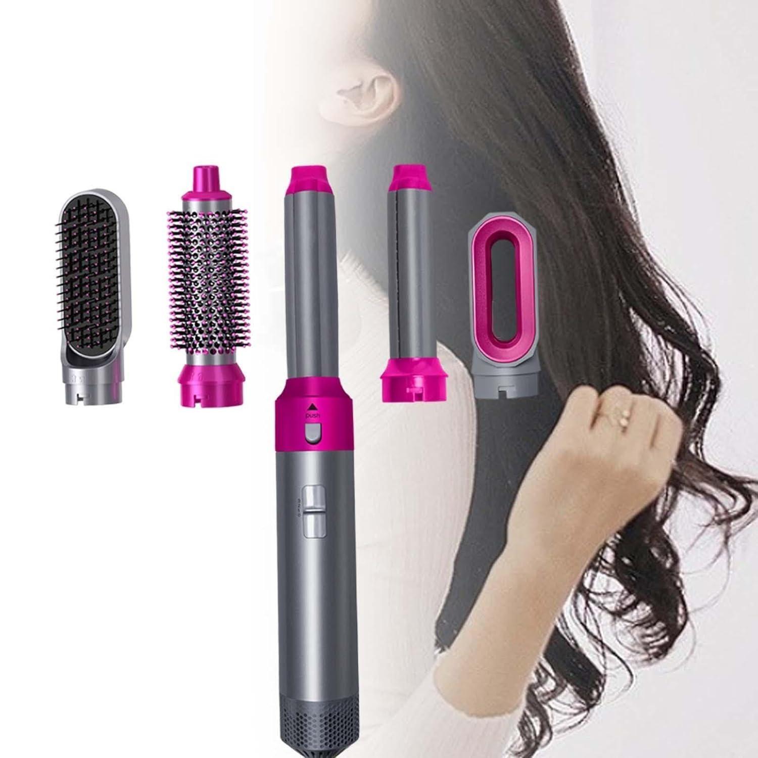 Multi-functional 5-in-1 hair styling tool by 13162 with detachable hot air brush, hair dryer, and comb for versatile styling