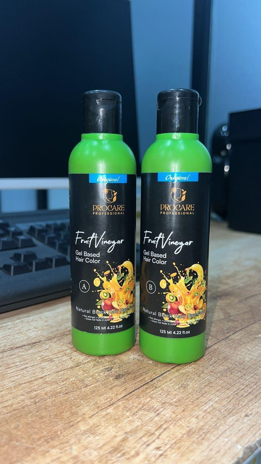 Cream with fruit vinegar for hair coloring, 125 ml, gel-based, ideal for vibrant hair color, shown in a pack of two.