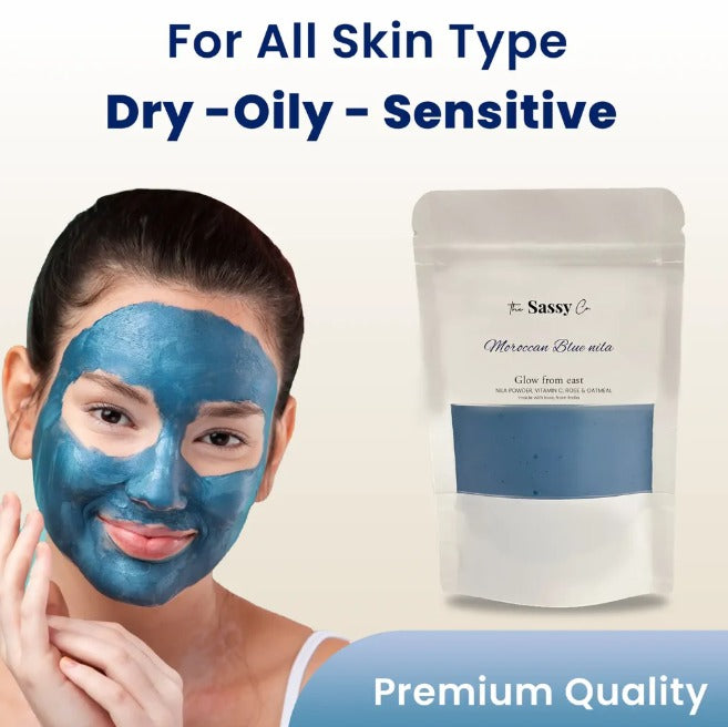 Blue Nila Powder rejuvenating face mask for radiant skin in a jar, from 1361, designed to improve skin glow and texture.